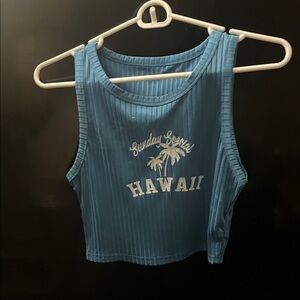 SHEIN Blue Hawaii Short Sleeve Top